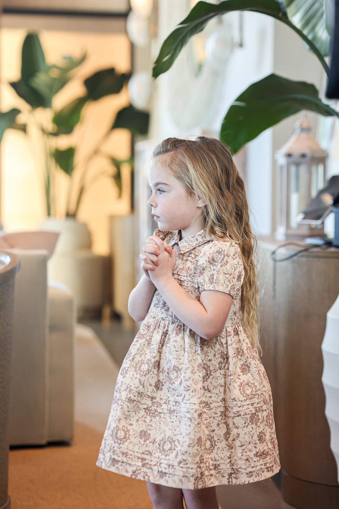 Pleated Garden Short Sleeve Dress