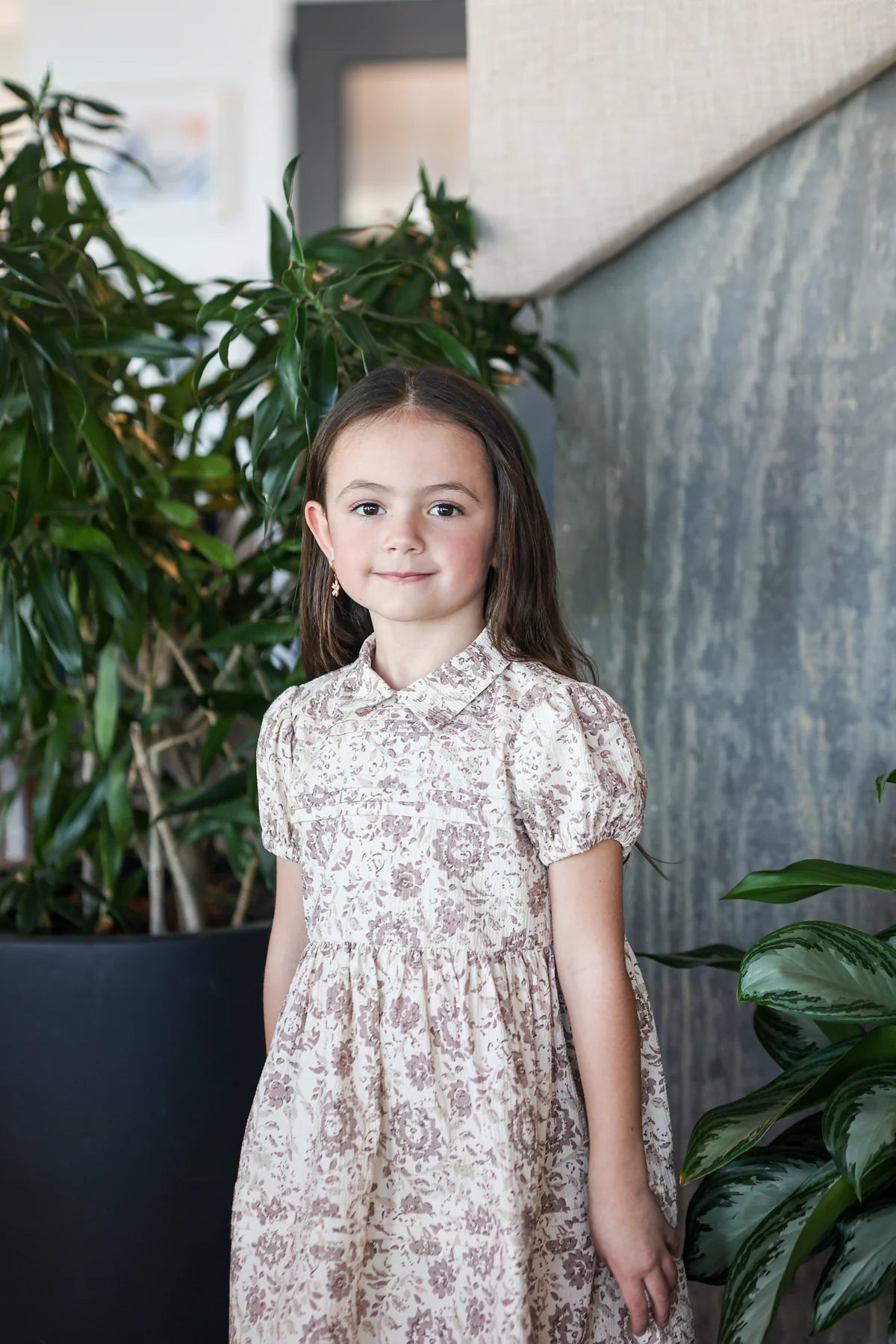 Pleated Garden Short Sleeve Dress