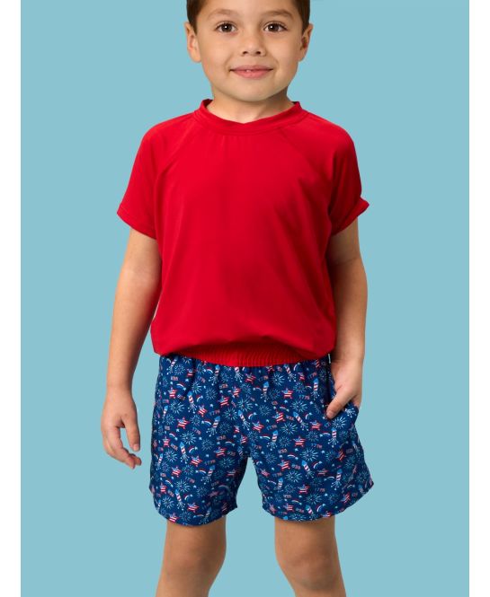 Red, White, & Boom Swim Trunks