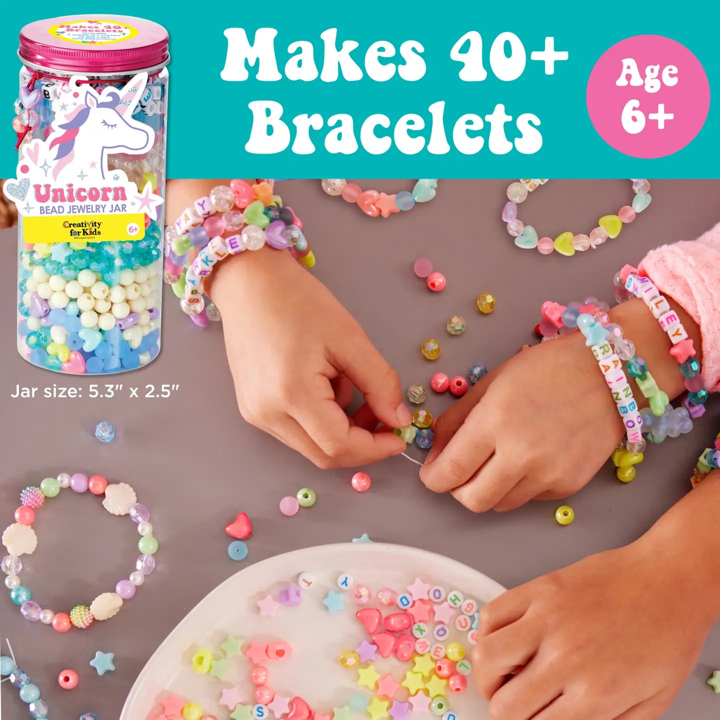 Bead Jewelry Jar Unicorn - DIY Bracelet Craft Kit For Kids