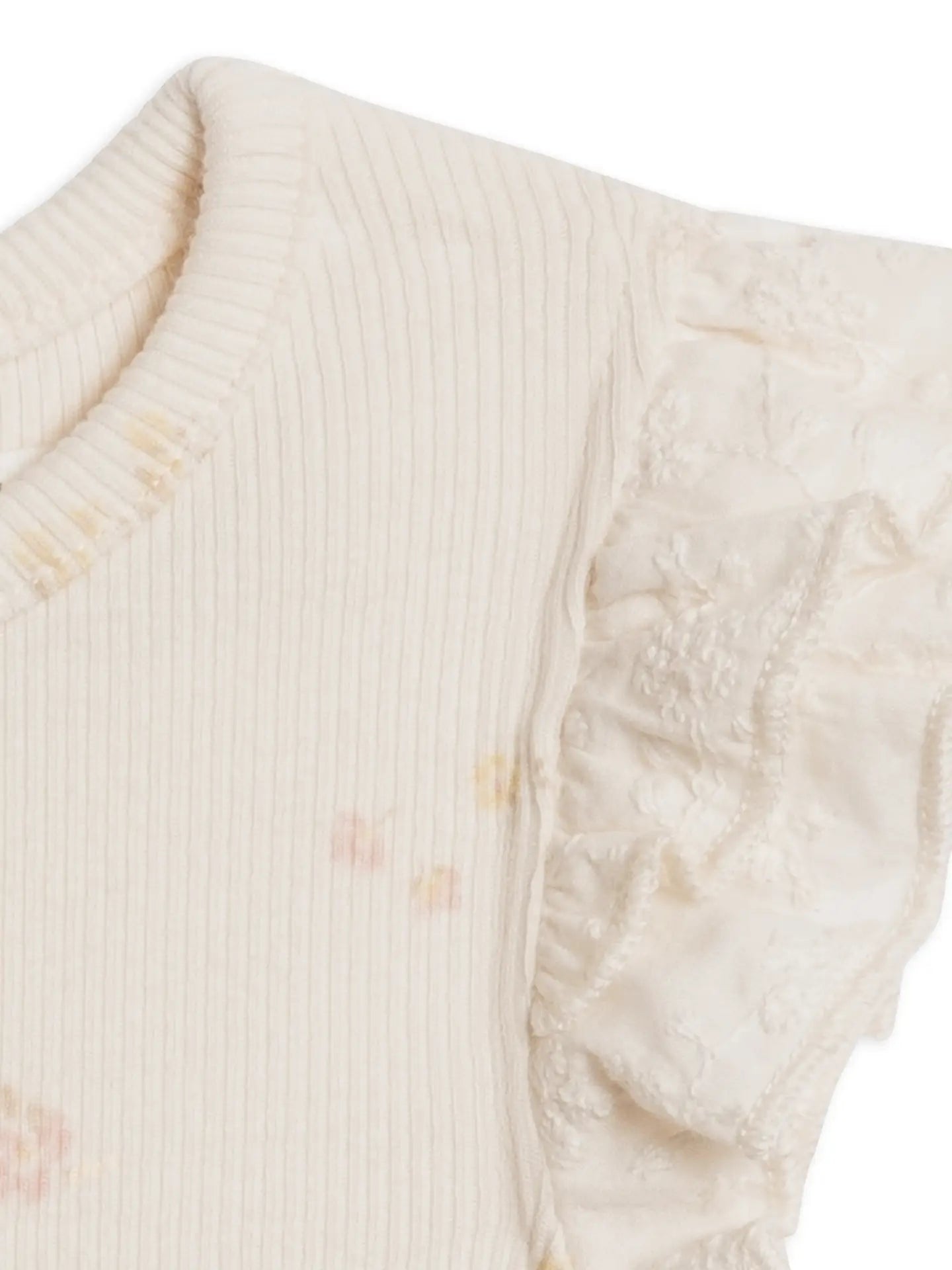 Maggie Ribbed Shortsleeve Bodysuit with Eyelet Ruffle