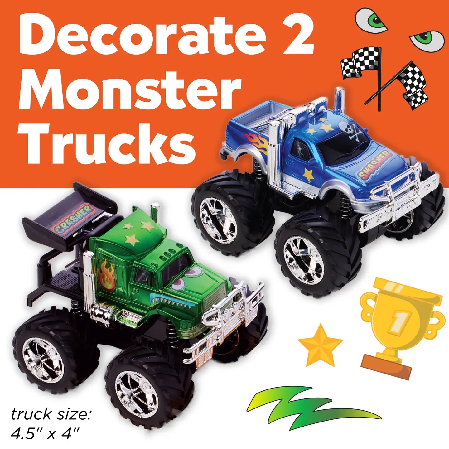 Decorate 2 Monster Trucks Craft Kit For Kids