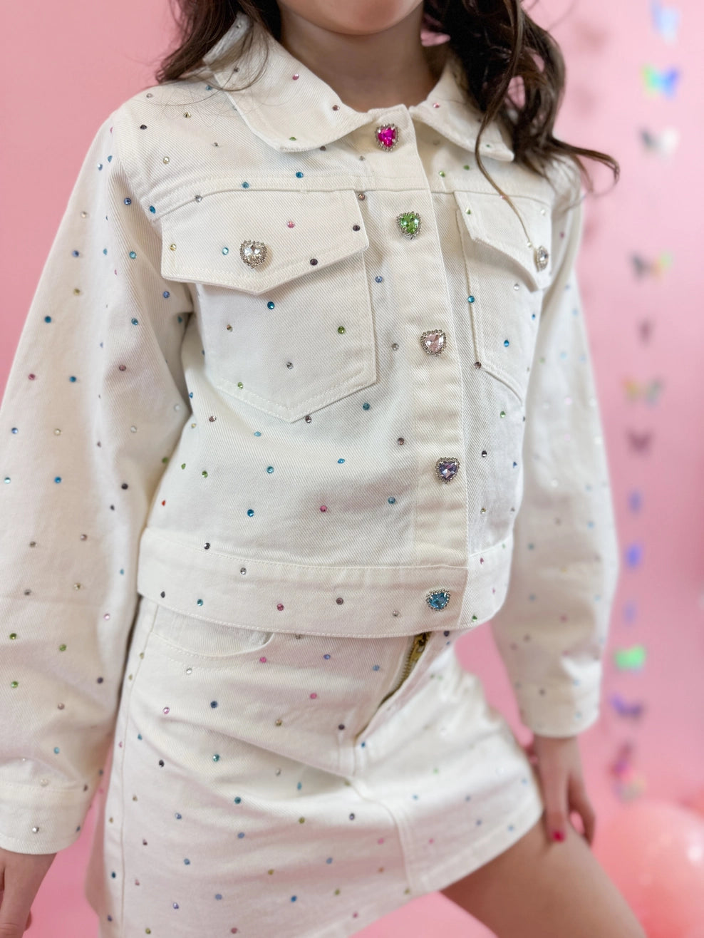 White Gem Denim Jacket
