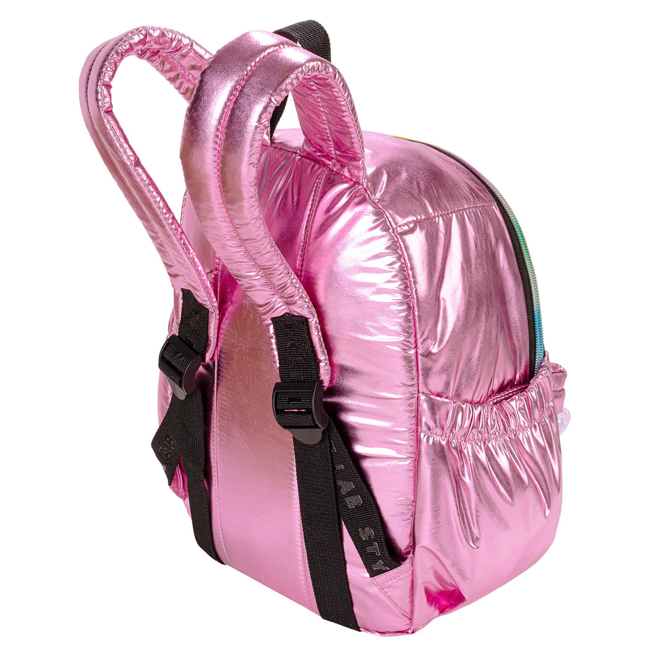 Metallic Star Quilted Mini Puffer Backpack Pink