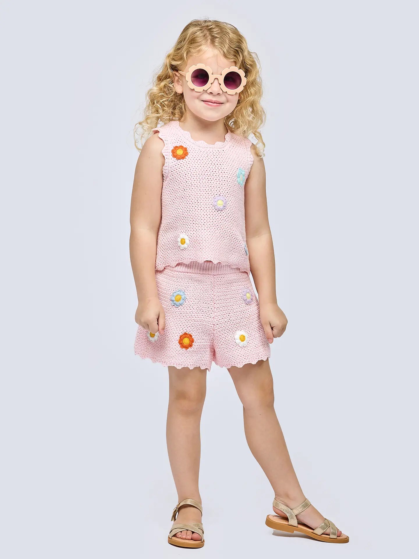 Crochet Top with Flower Trim