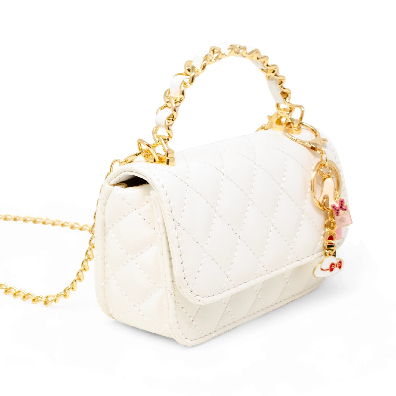 White Classic Link Chain Top Handle Handbag