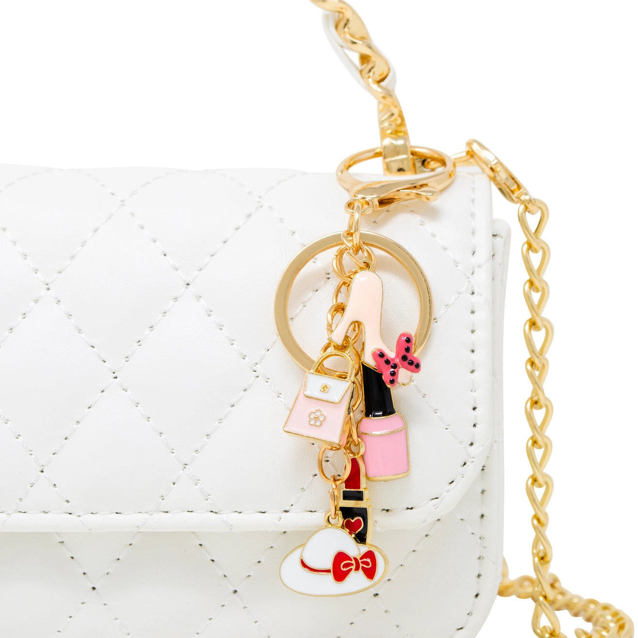 White Classic Link Chain Top Handle Handbag