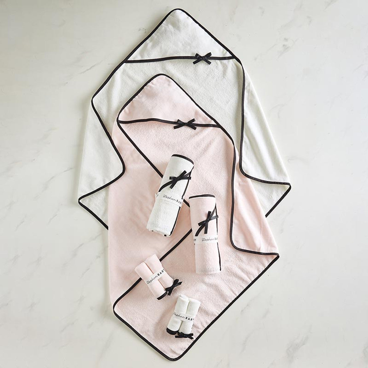 Pink Hooded Baby Bath Towel with Bow
