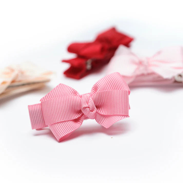 Pink Red Baby Bows Hair Clips Set of 4