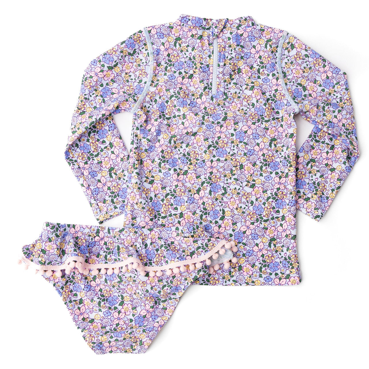 Blue Blossoms Girls Rashguard Swim Set