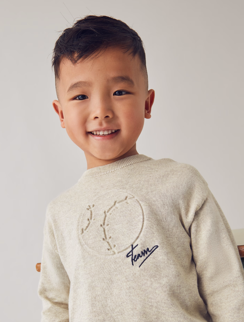 Embossed Baseball "Team" Sweater