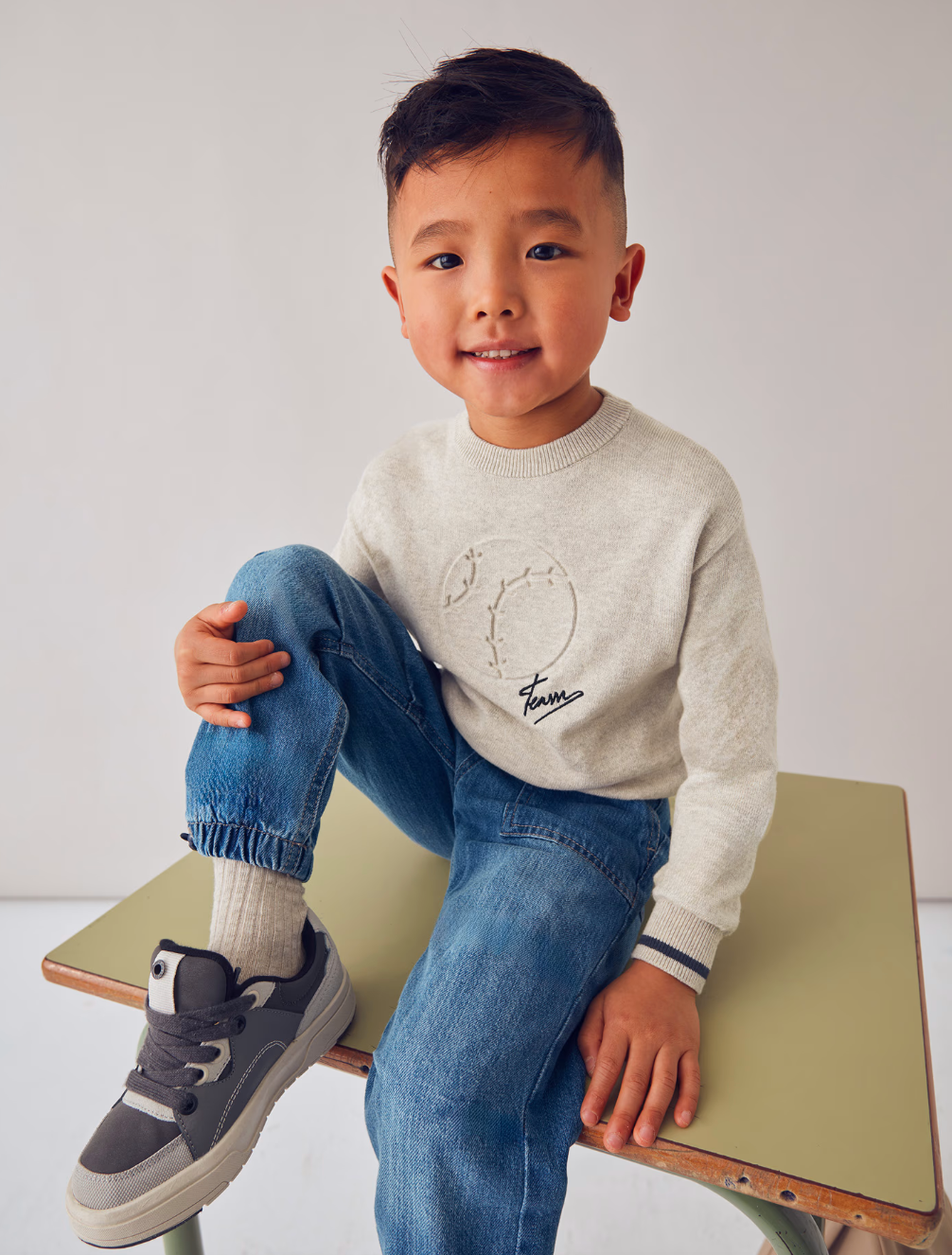 Embossed Baseball "Team" Sweater