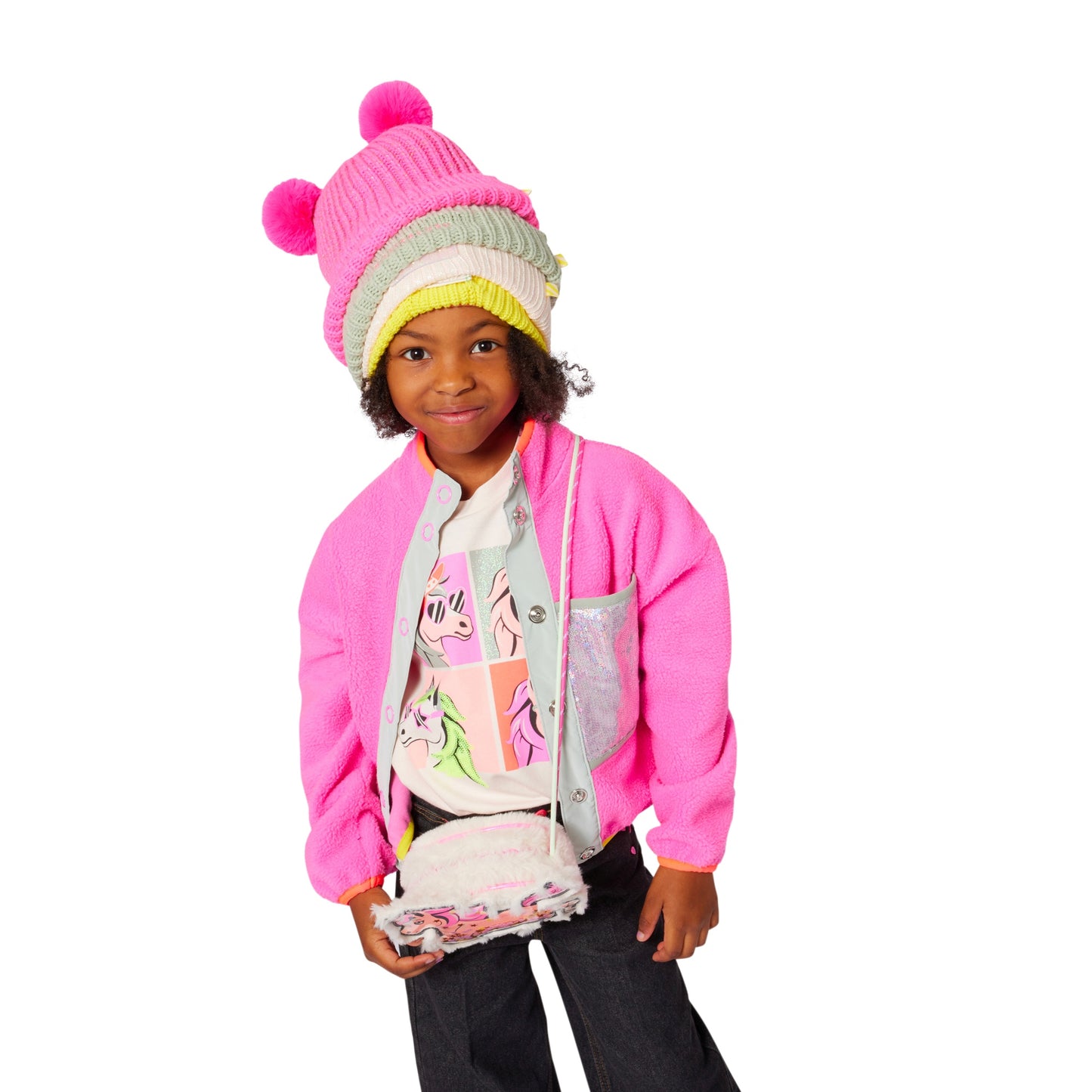 Neon Fleece Sequin Shearling Coat