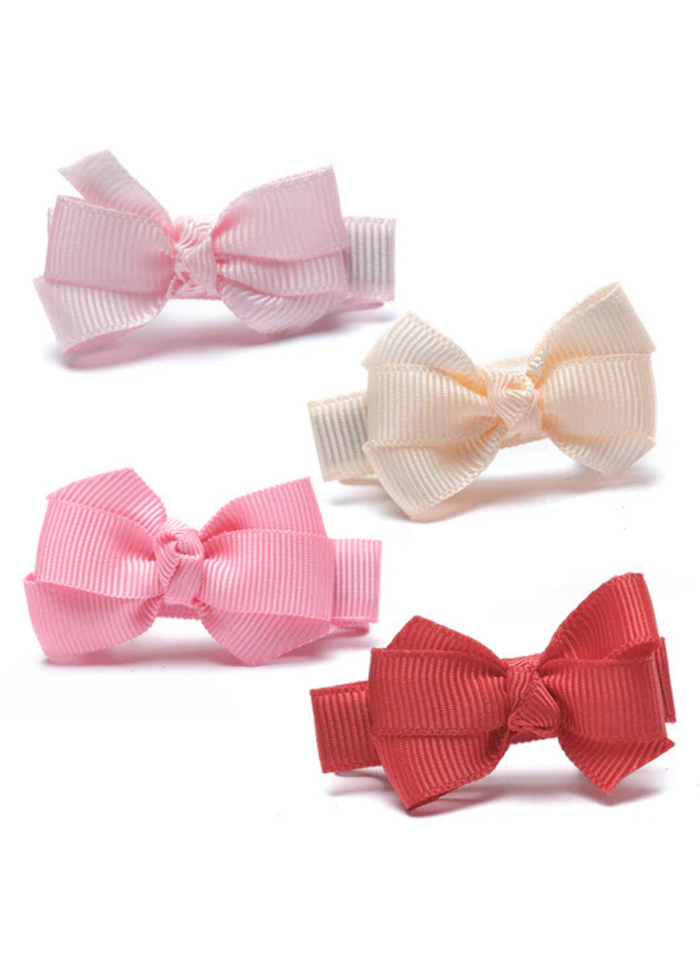 Pink Red Baby Bows Hair Clips Set of 4
