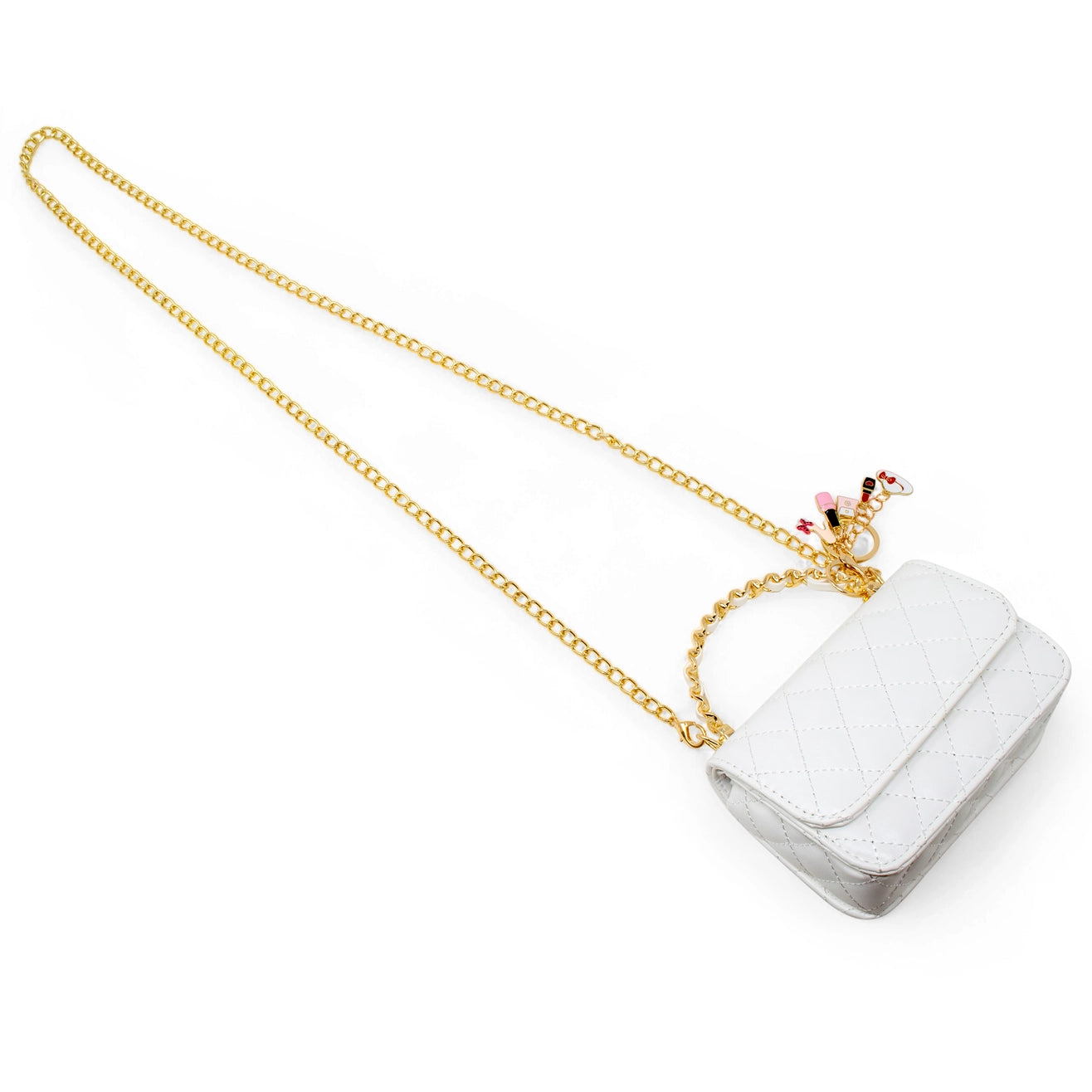 White Classic Link Chain Top Handle Handbag