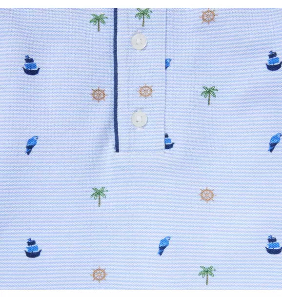 Baby Striped Nautical Icon Pique Romper