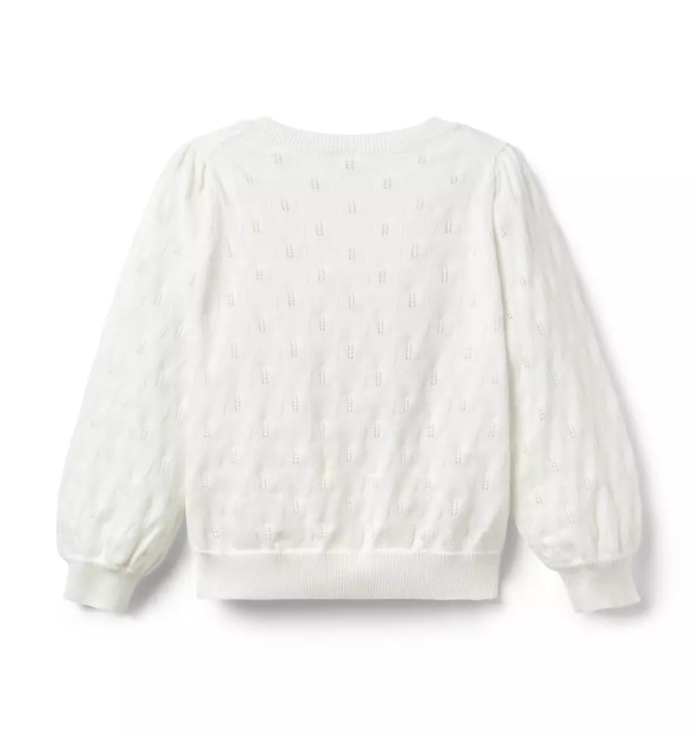 White Pointelle Cardigan
