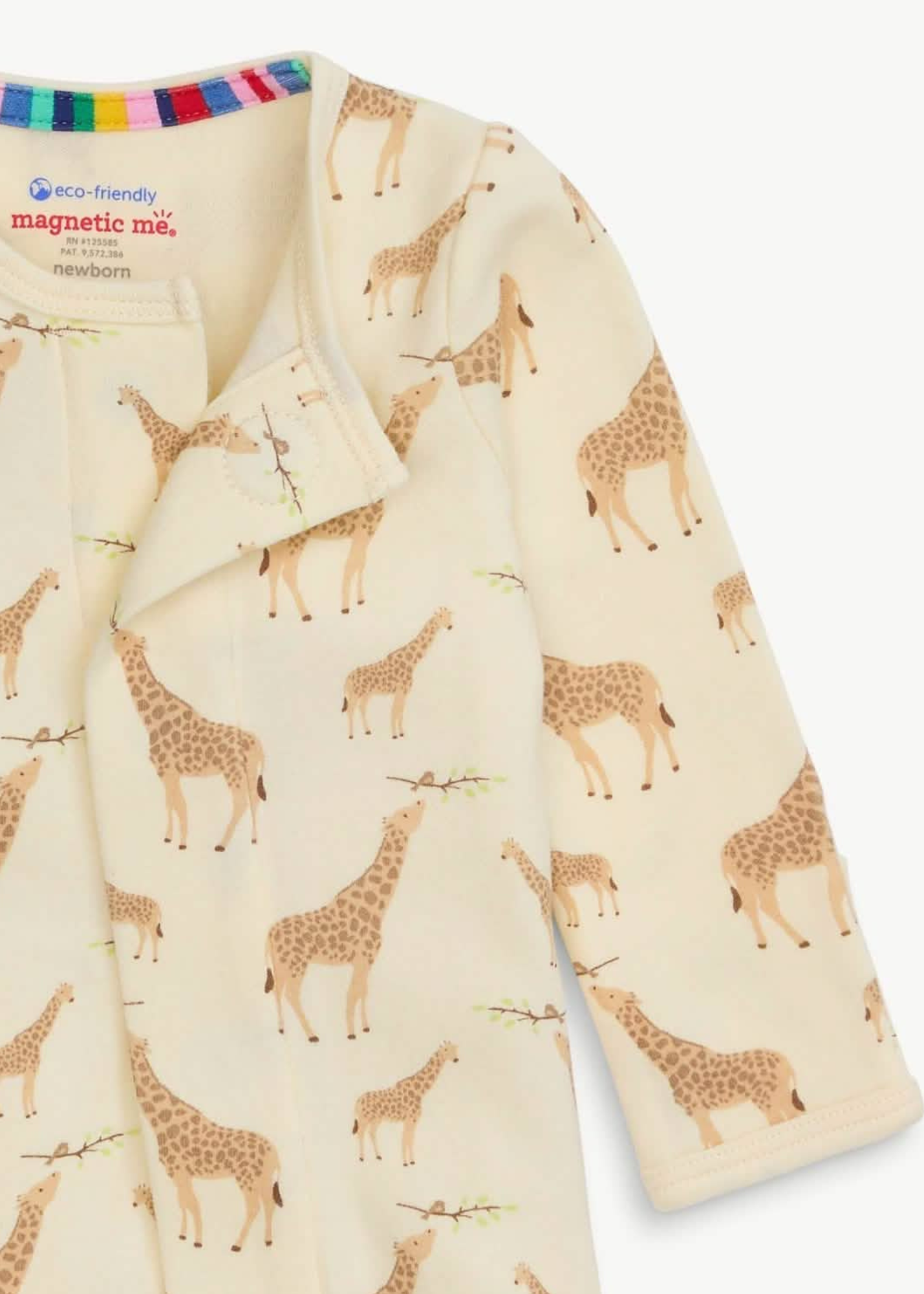 Cream Jolie Giraffe Organic Cotton Magnetic Footie