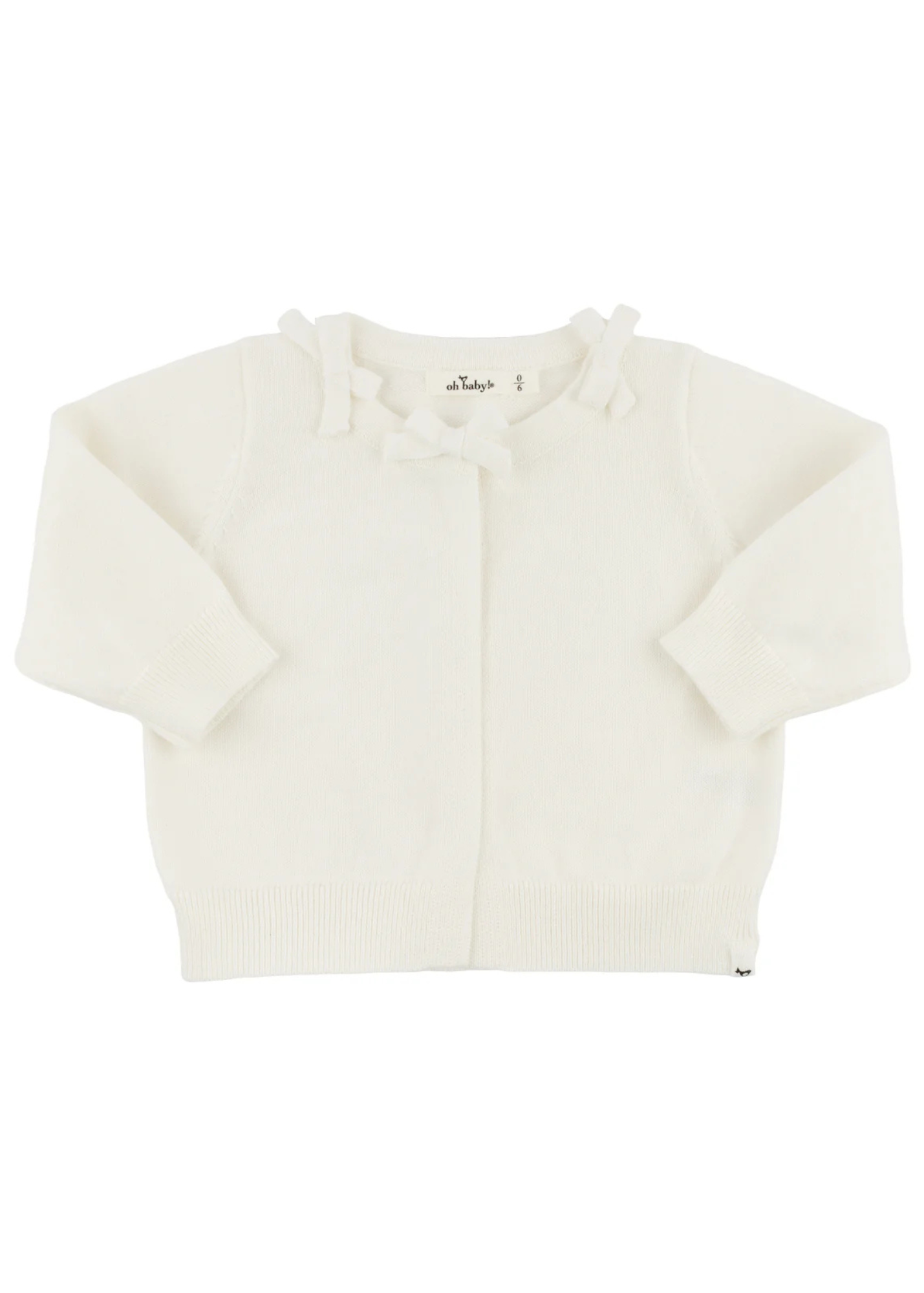 Mini Bow-Neck Knitted Long Sleeve Cardigan