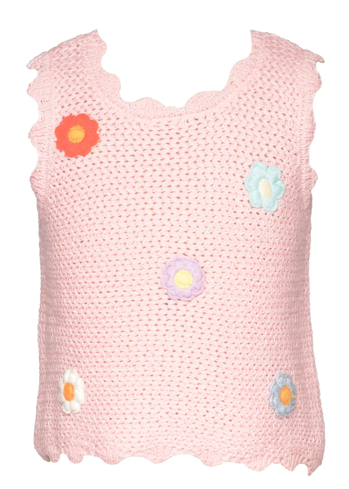 Crochet Top with Flower Trim