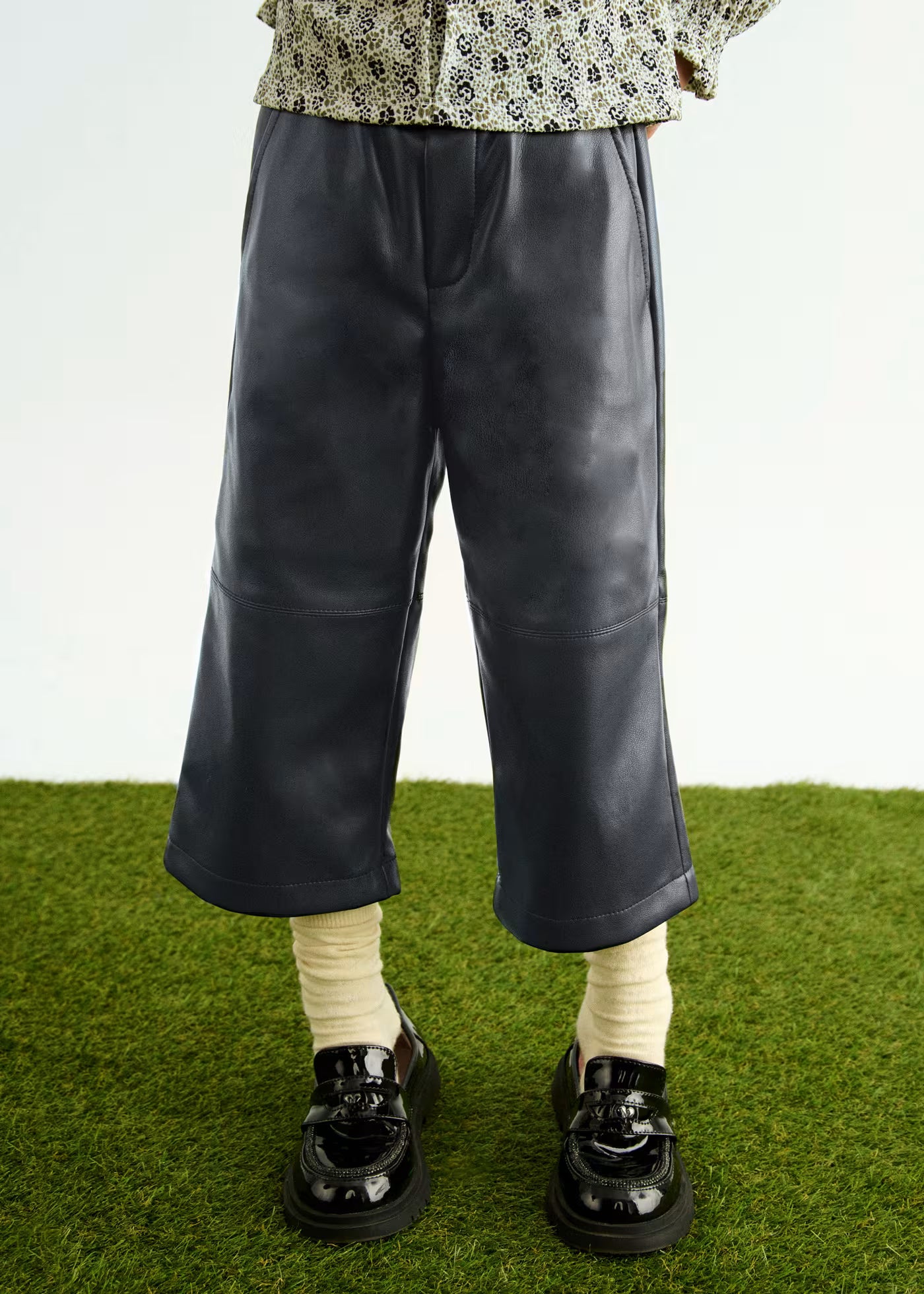 Faux Leather Crop Culotte Pant