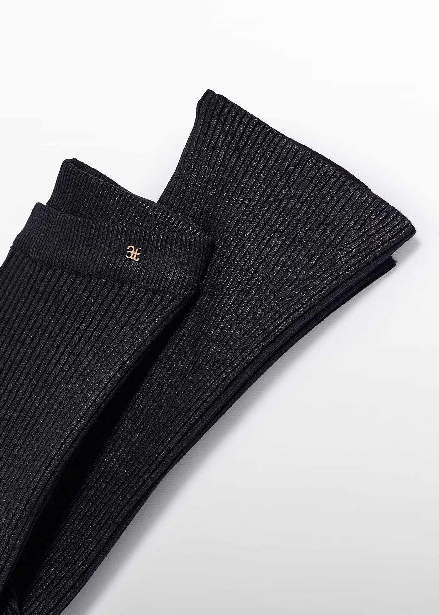 Black Ribbed Flare Legging