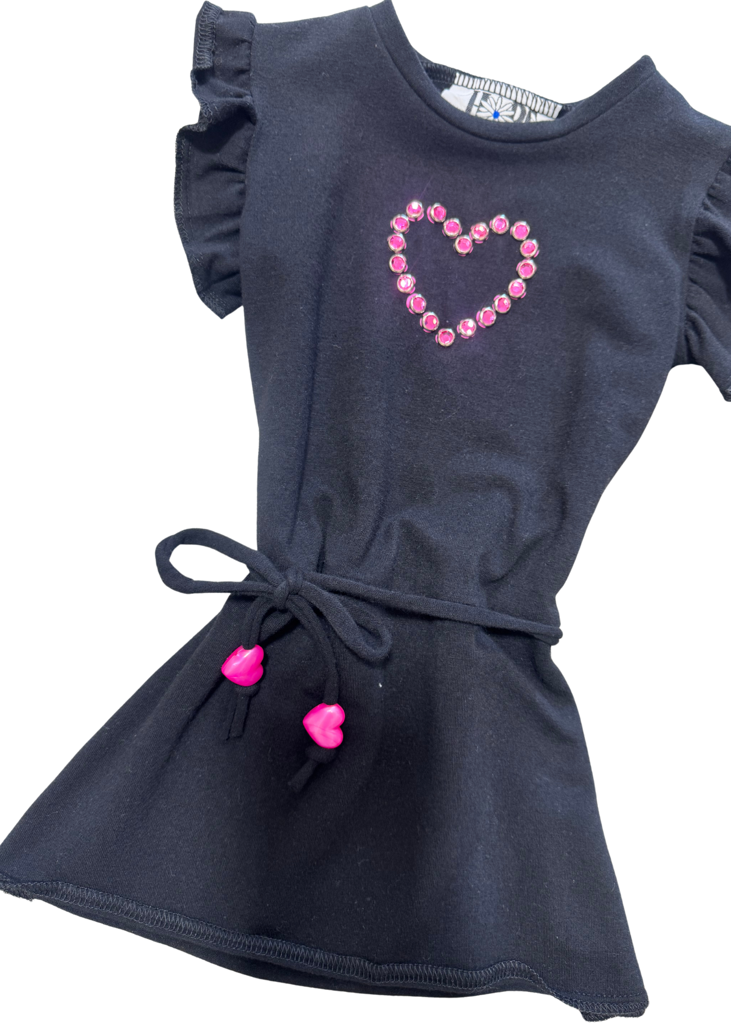 Belted Short Sleeve Heart Stone Dress
