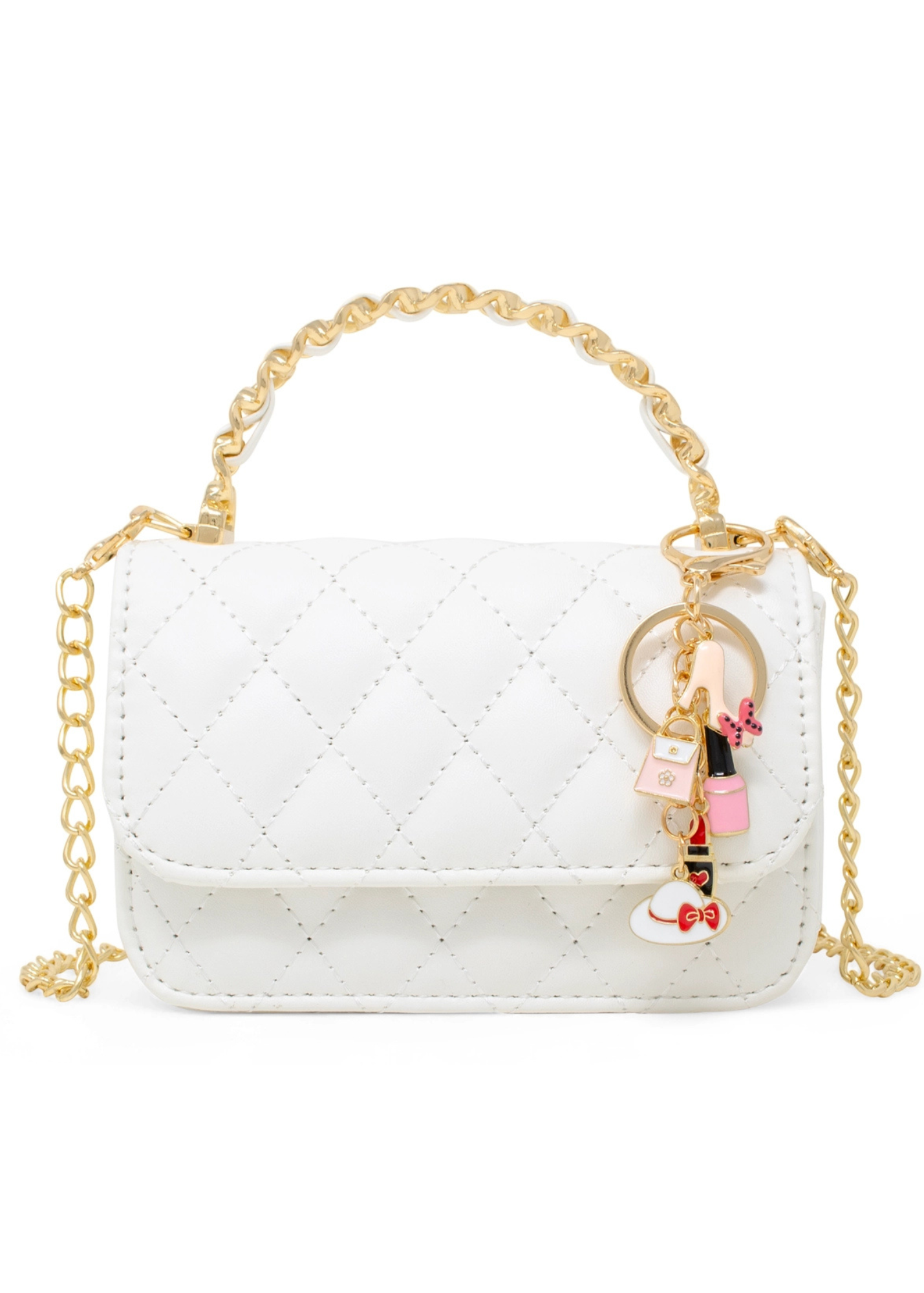 White Classic Link Chain Top Handle Handbag