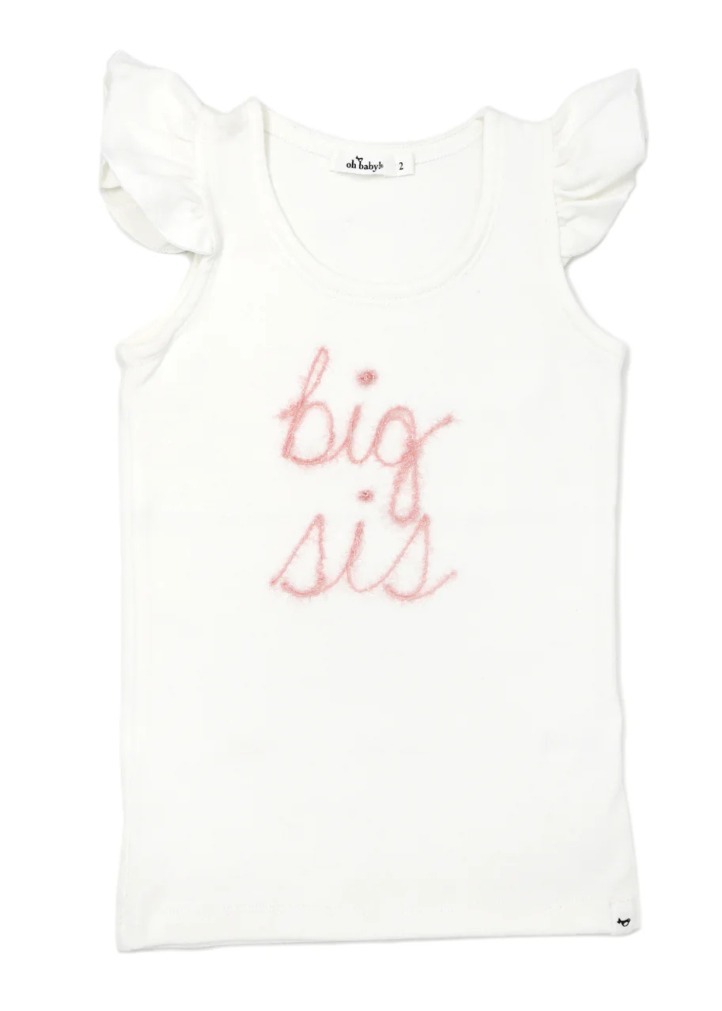 "Big Sis" Pink Eyelash Flutter Sleeve Tank