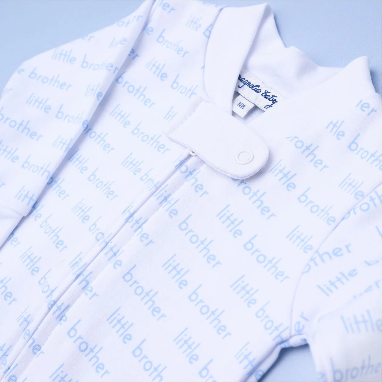 Little Brother Print Zipper Footie