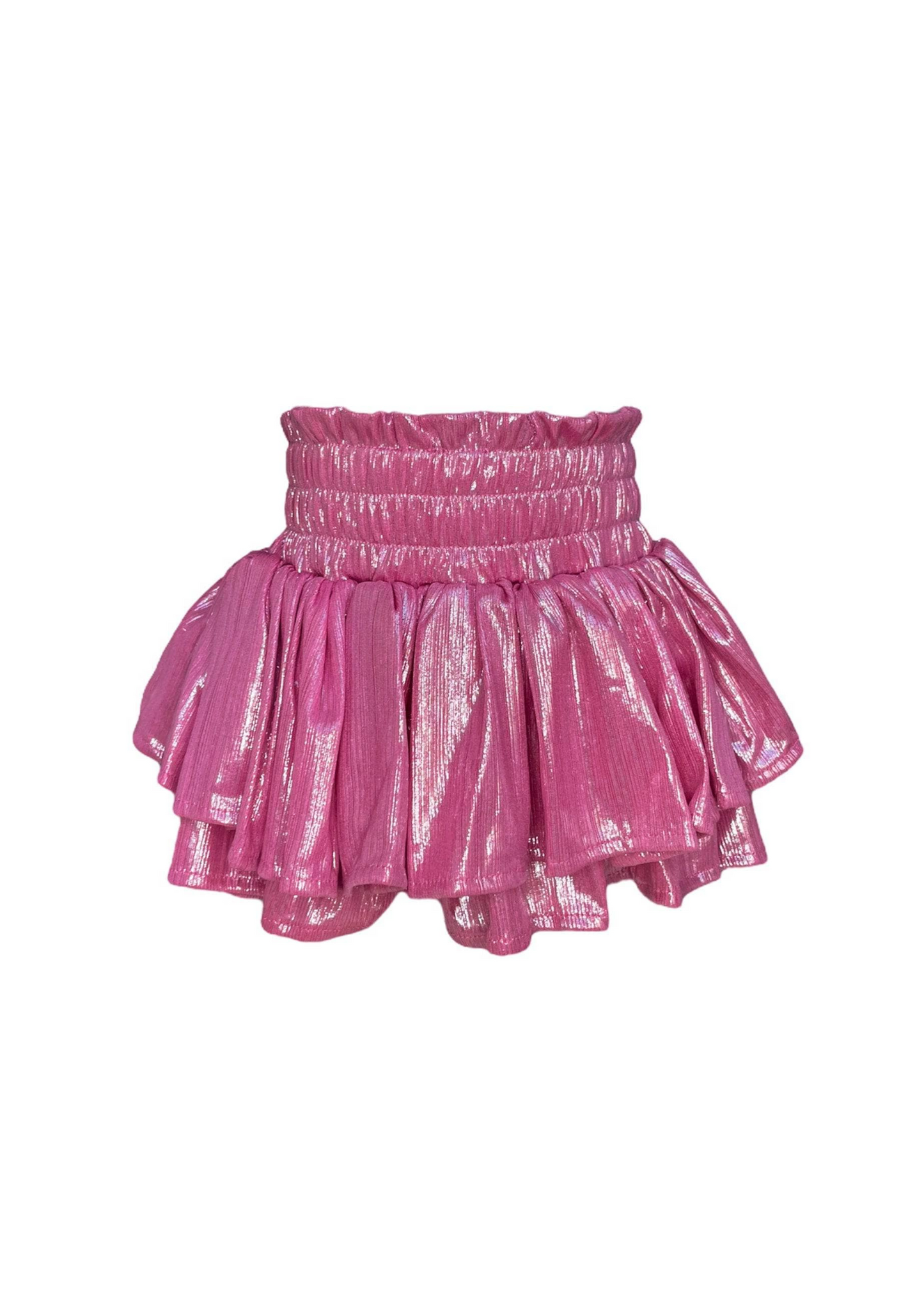 Pink Metallic Ruffle Skort