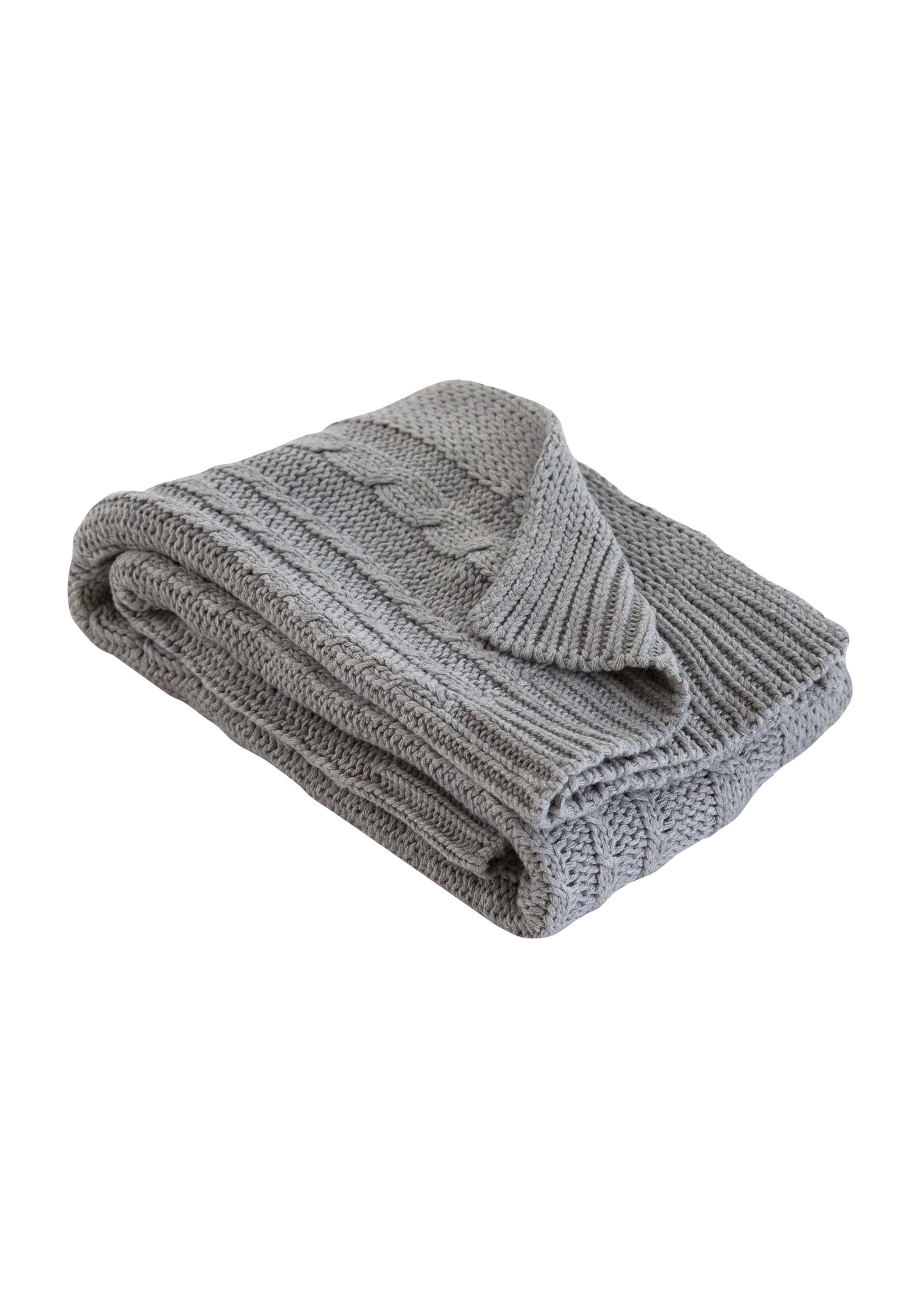 Organic Cotton Cable Knit Baby Blanket - Heather Grey