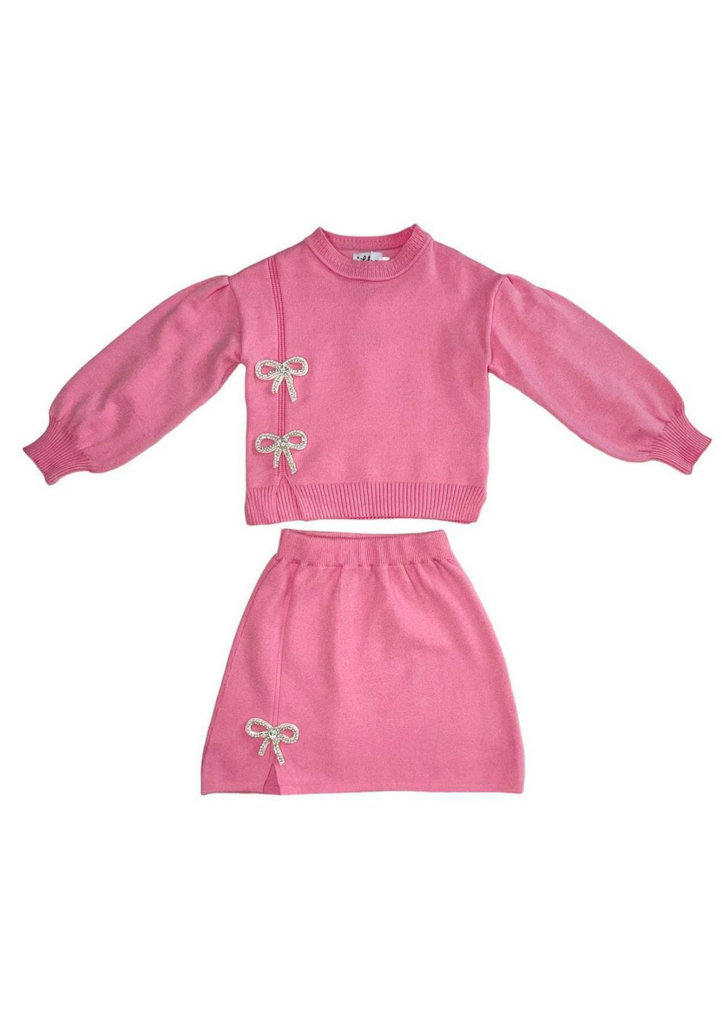 Pretty in Pink Knit Skirt Bow Set
