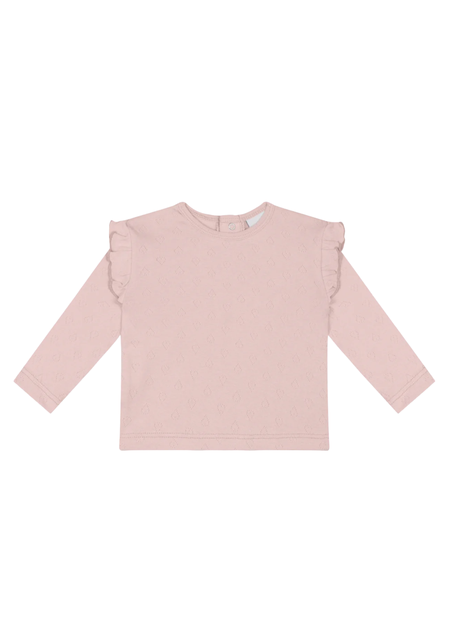 Pointelle Hearts Ruffle Sleeve Tee