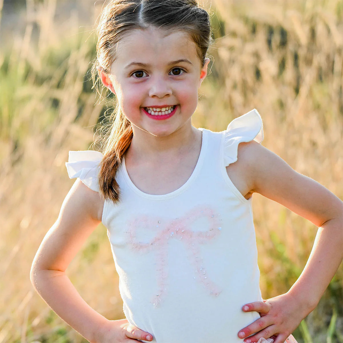 Ruffle Bow Flutter Sleeve Tank
