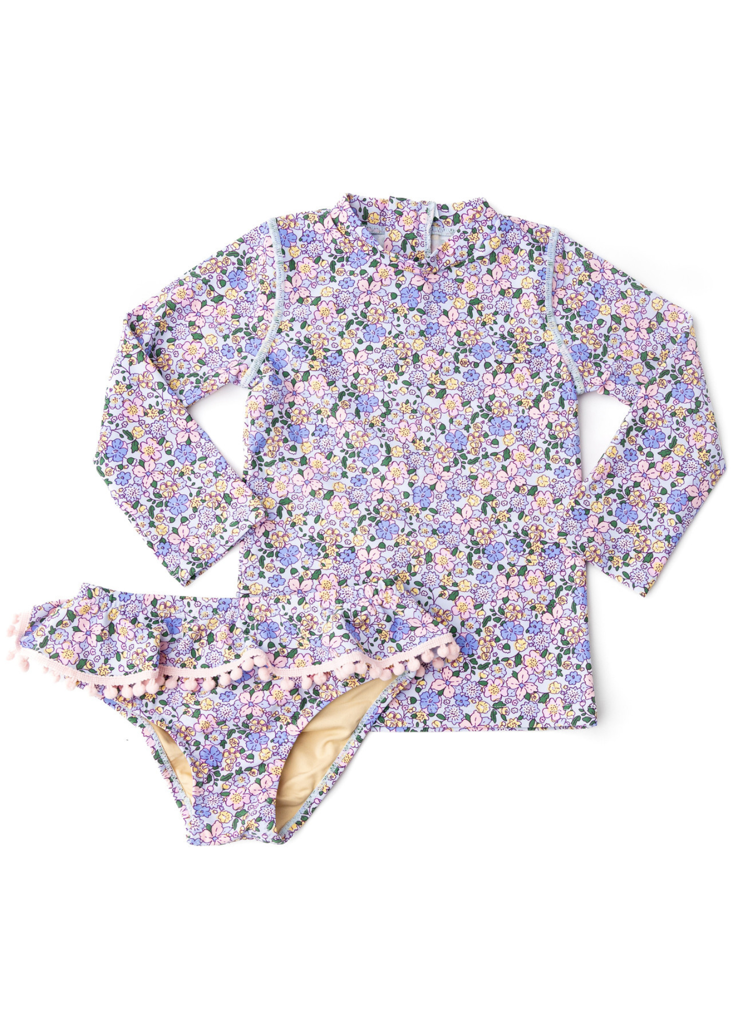 Blue Blossoms Girls Rashguard Swim Set
