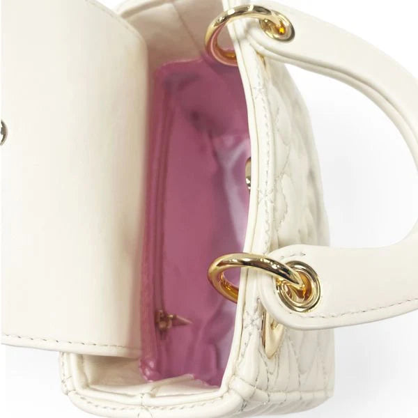 Ivory Heart-Quilted Bag