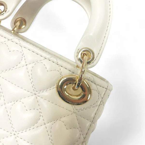Ivory Heart-Quilted Bag