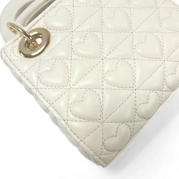 Ivory Heart-Quilted Bag