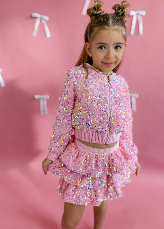 Pink Sequin Two Piece Set
