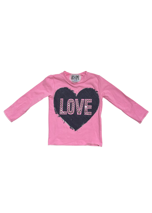 Denim Heart LOVE Long Sleeve Top