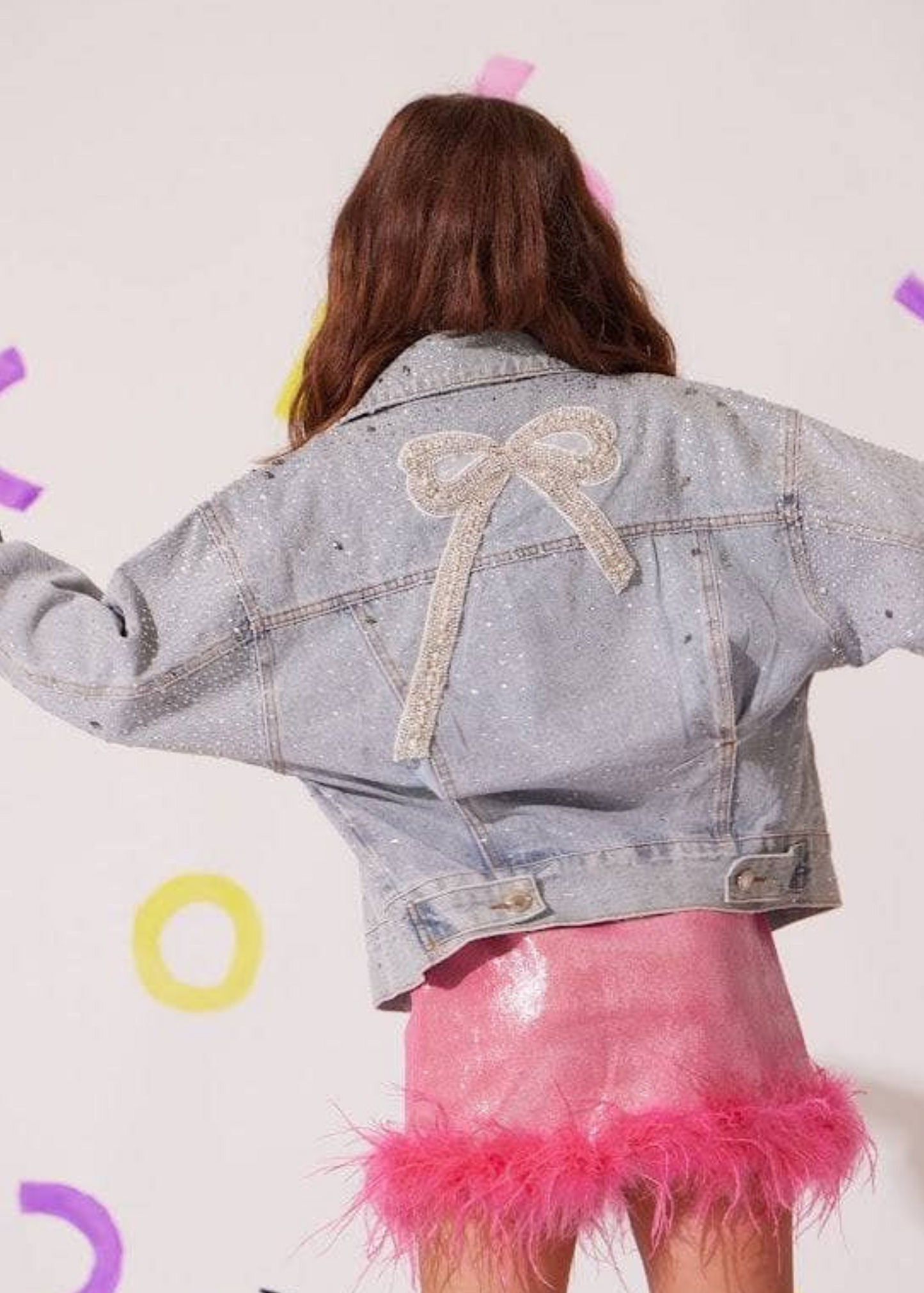 Crystal Bow Denim Jacket