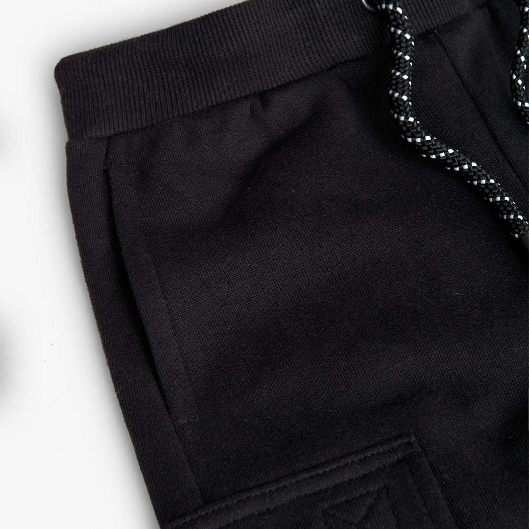 Black Cargo Fleece Sweatpants
