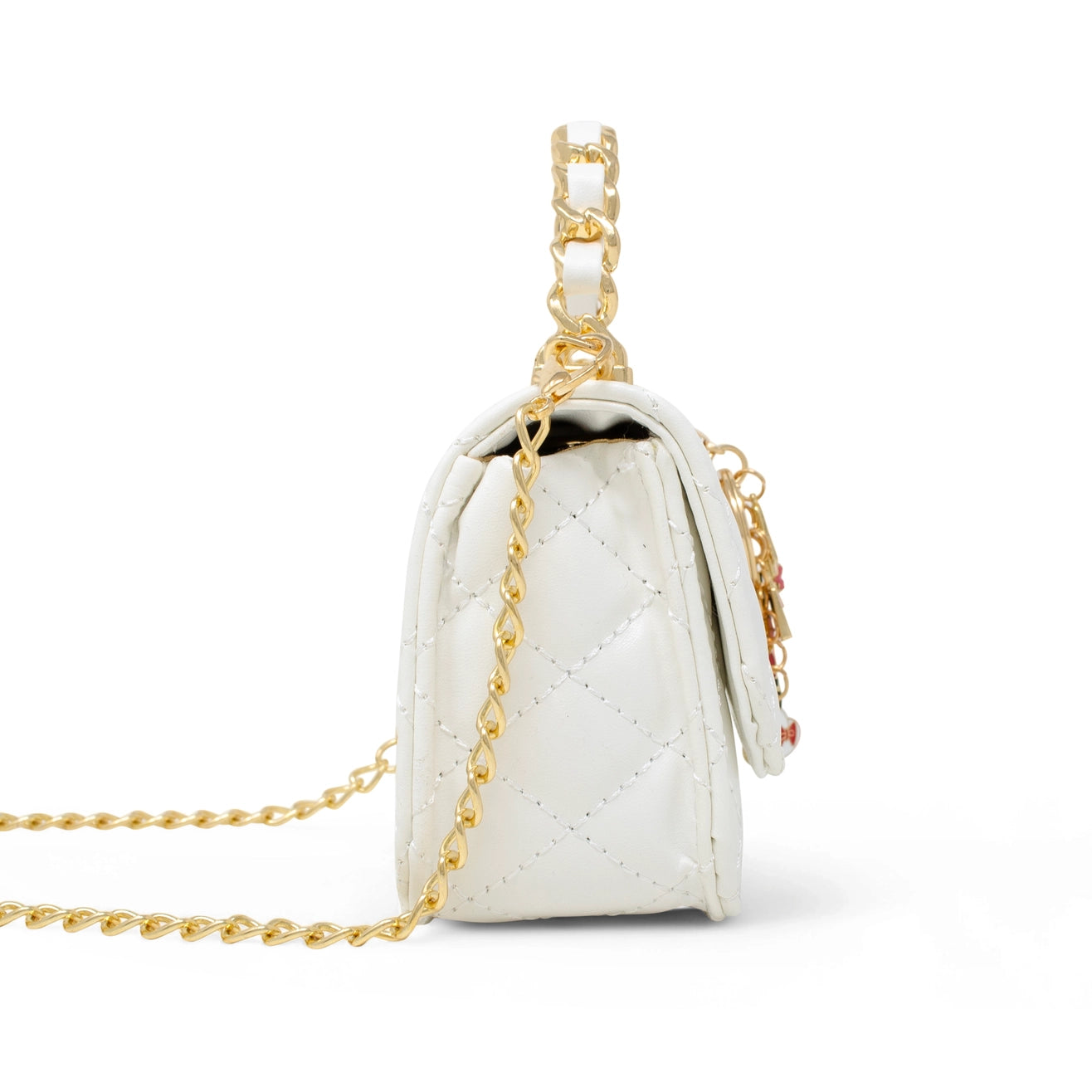White Classic Link Chain Top Handle Handbag
