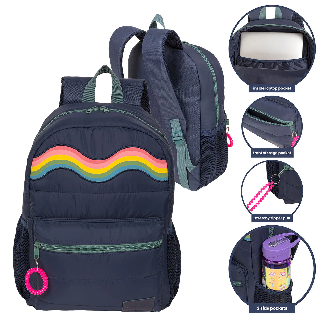 Debo Wavy Rainbow Puffer Backpack
