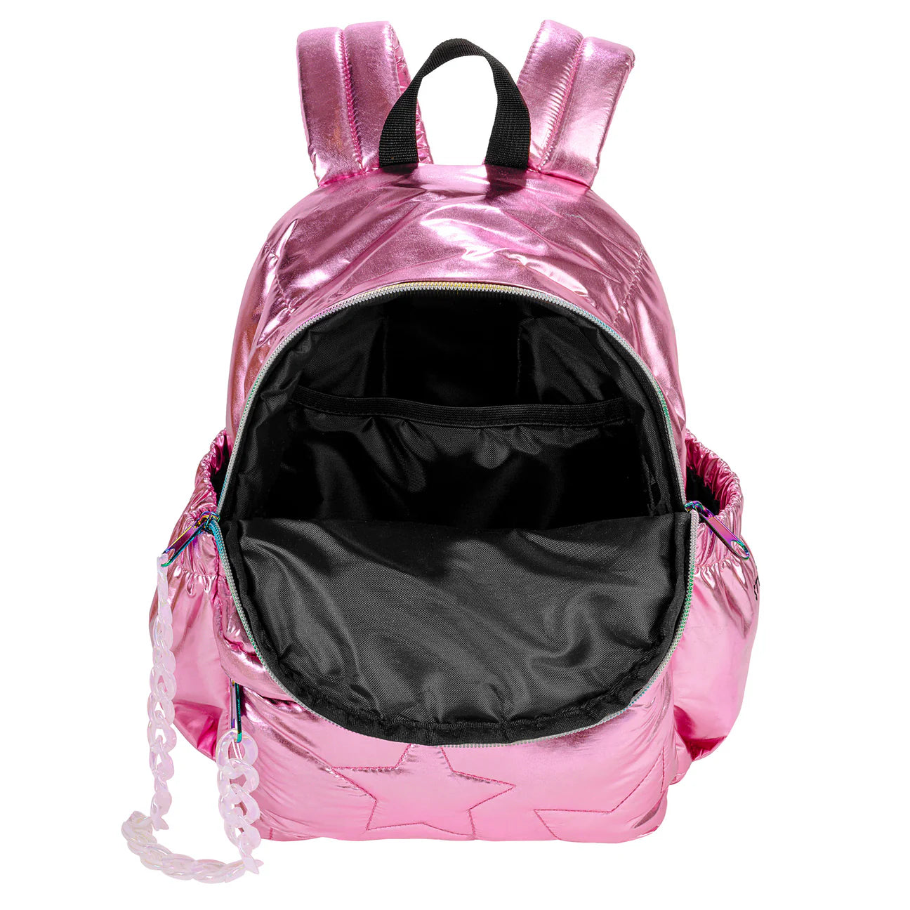 Metallic Star Quilted Mini Puffer Backpack Pink