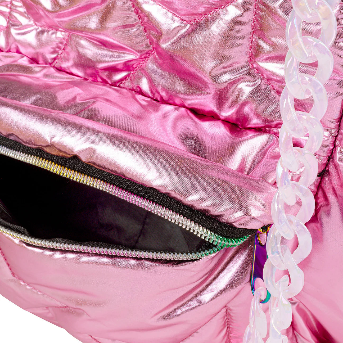 Metallic Star Quilted Mini Puffer Backpack Pink