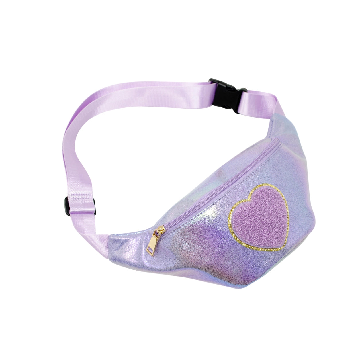 Purple Shiny Heart Patch Sling Bag