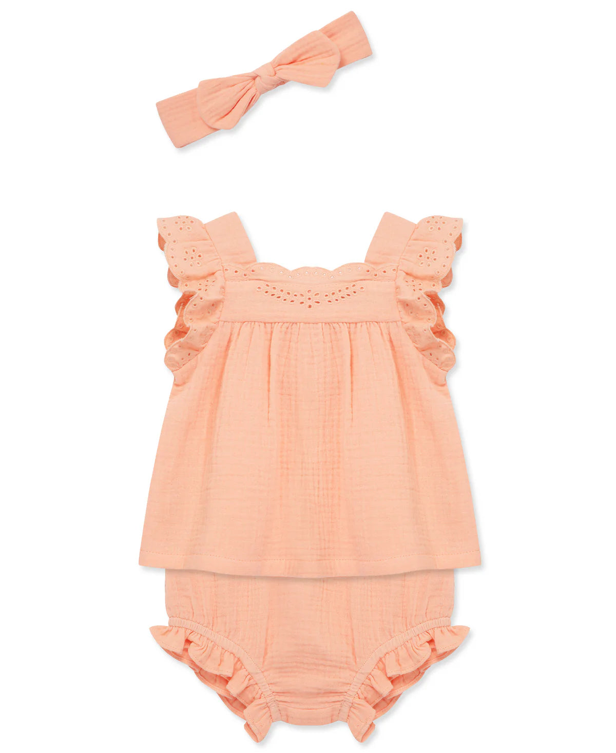 Eyelet Gauze Short Set and Headband