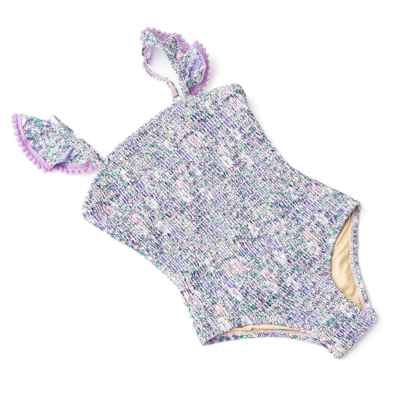 Flower Power Purple Smocked One Piece Swimsuit
